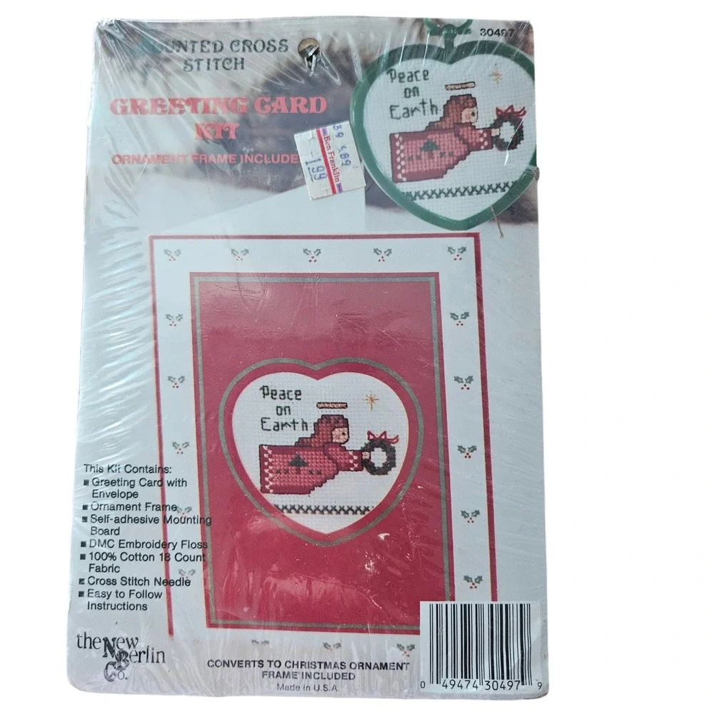 Lot of 4 Vintage New Berlin Co Christmas Counted Cross Stitch Greeting Card Kits